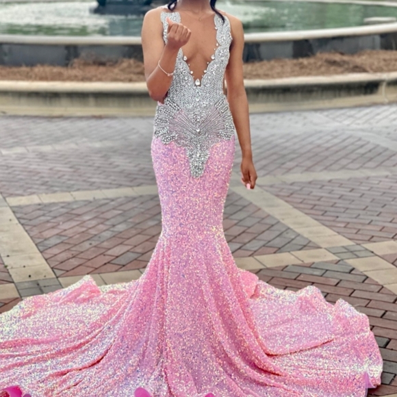 Custom Luxurious Rhinestone Beaded Prom Dress - Picture 2 of 3